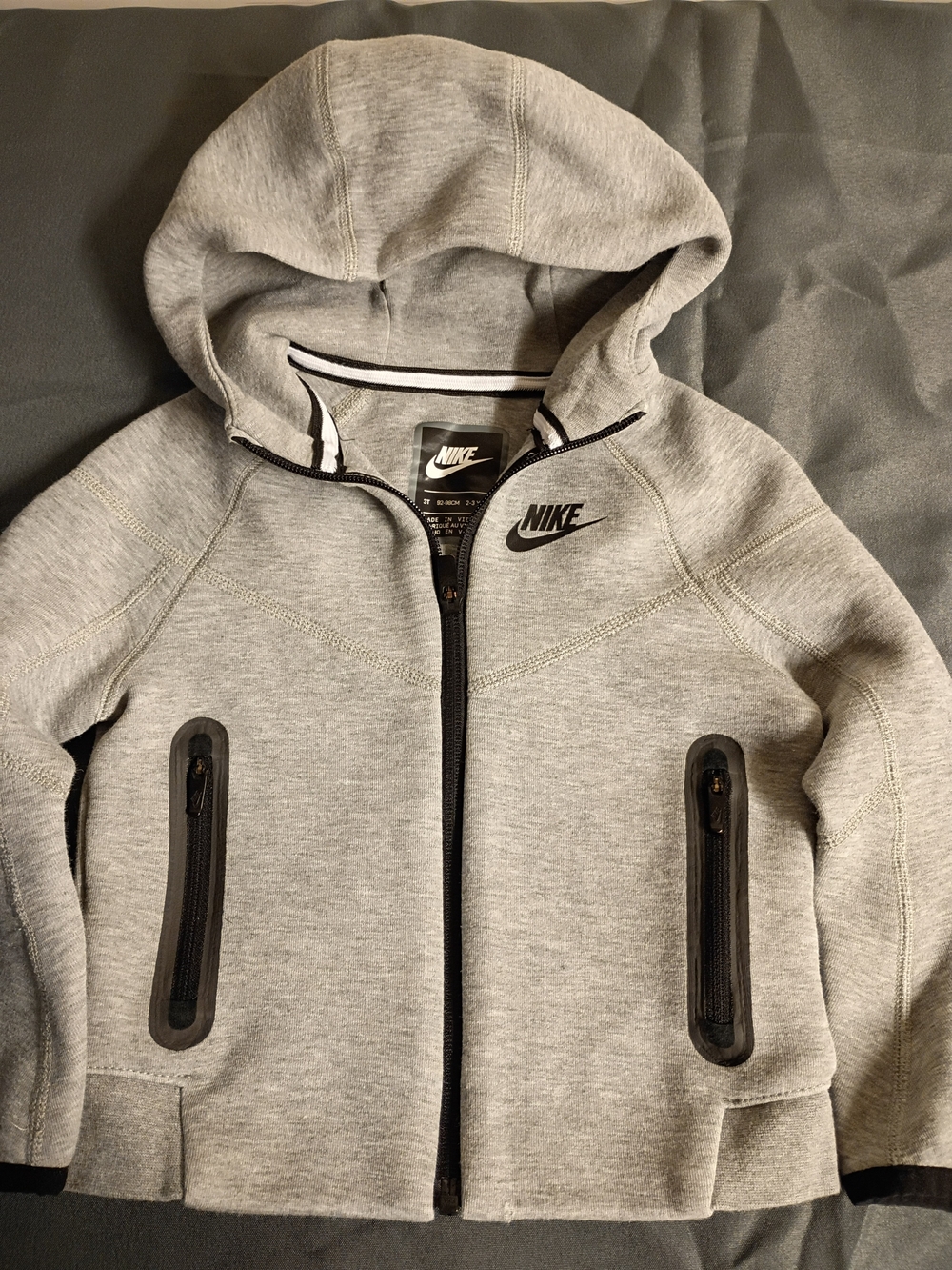 Nike Toddler Gray Hooded Zip-Up Sweatshirt